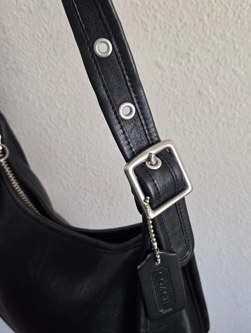 Coach 9950 Janice Black Bag Purse Hobo Nickel Silver Hardware Vintage Leather